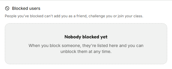 Your block list in Settings, under Privacy.