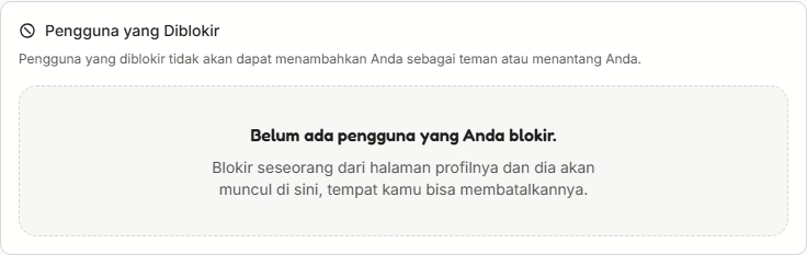 Daftar blokirmu, di Pengaturan.
